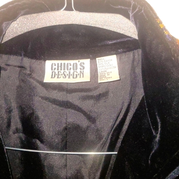 Chico's Design Women's Embroidered Multicolor Silk Blend Blazer Jacket Sz 1 - Picture 6 of 6